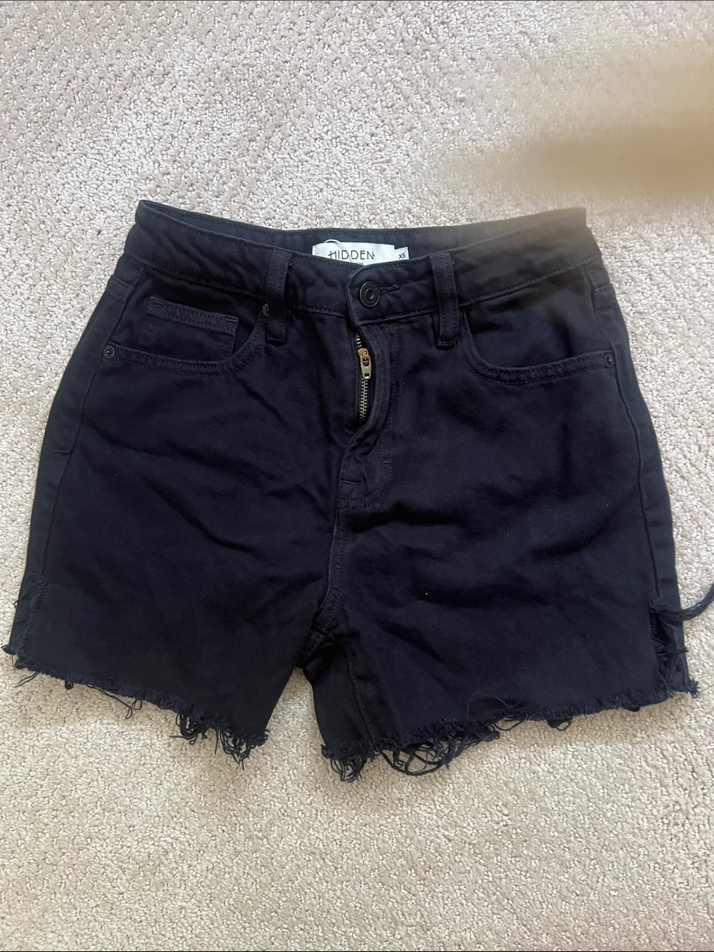 Hidden Black Frayed Hem Women's Denim Shorts
